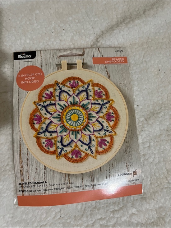Bucilla Other - Bucilla Jeweled Mandala Beaded Embroidery Kit in Yellow, Orange, Blue and Purple